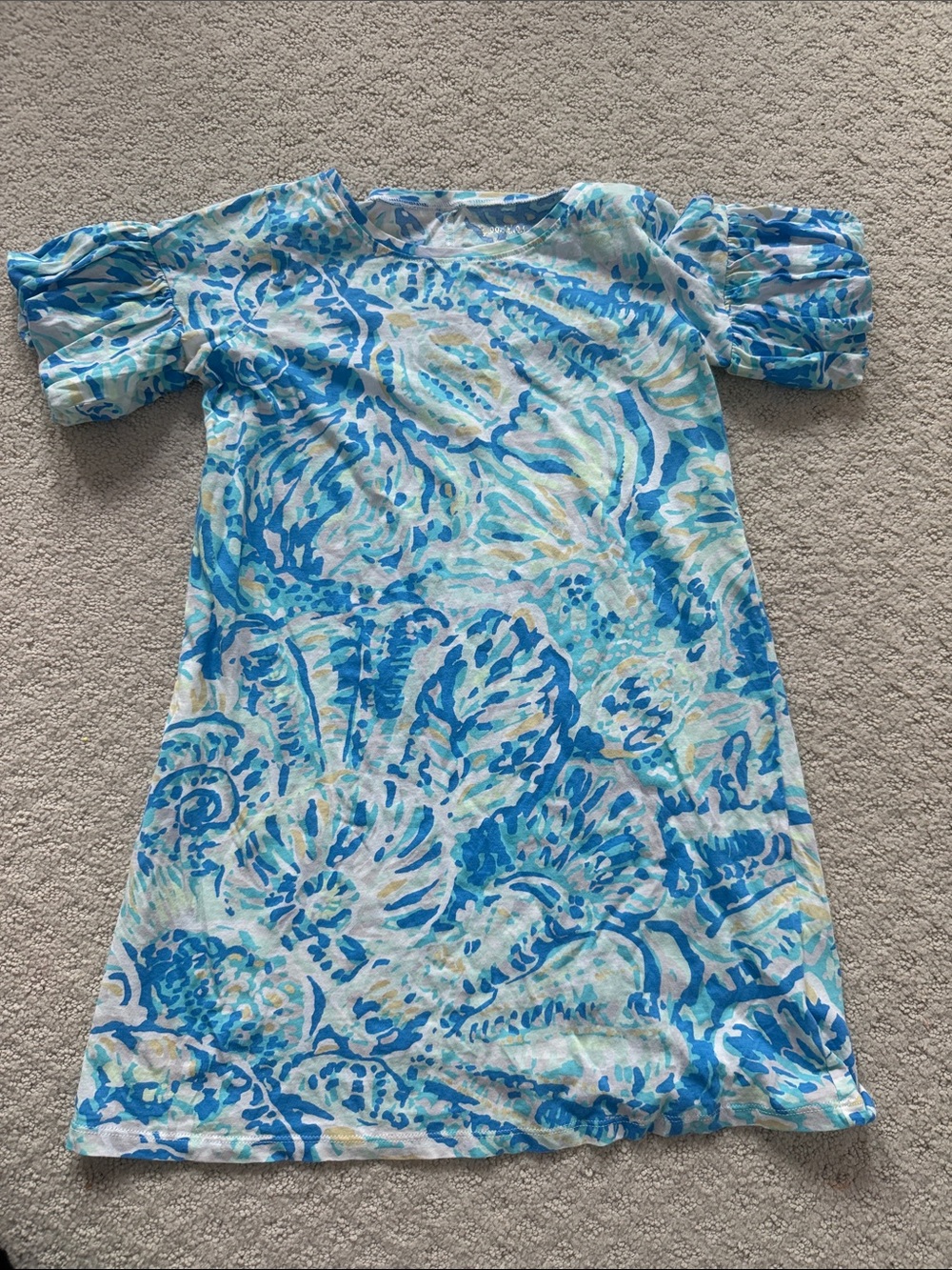 Lilly Pulitzer Girls Blue & Aqua Floral Casual Dress